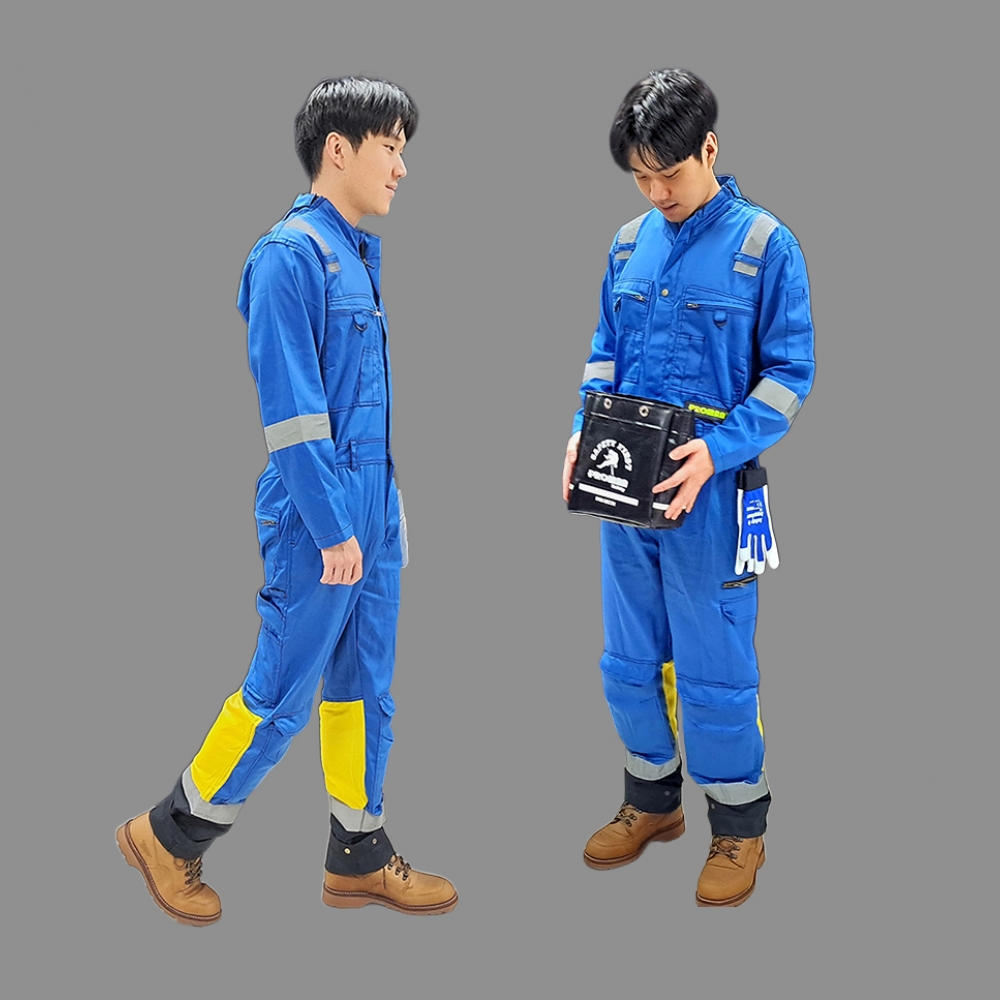 프로맨 이지오프 통풍 특허커버올 SCV-200BK, 커버롤 점프수트 일체형작업복 파랑