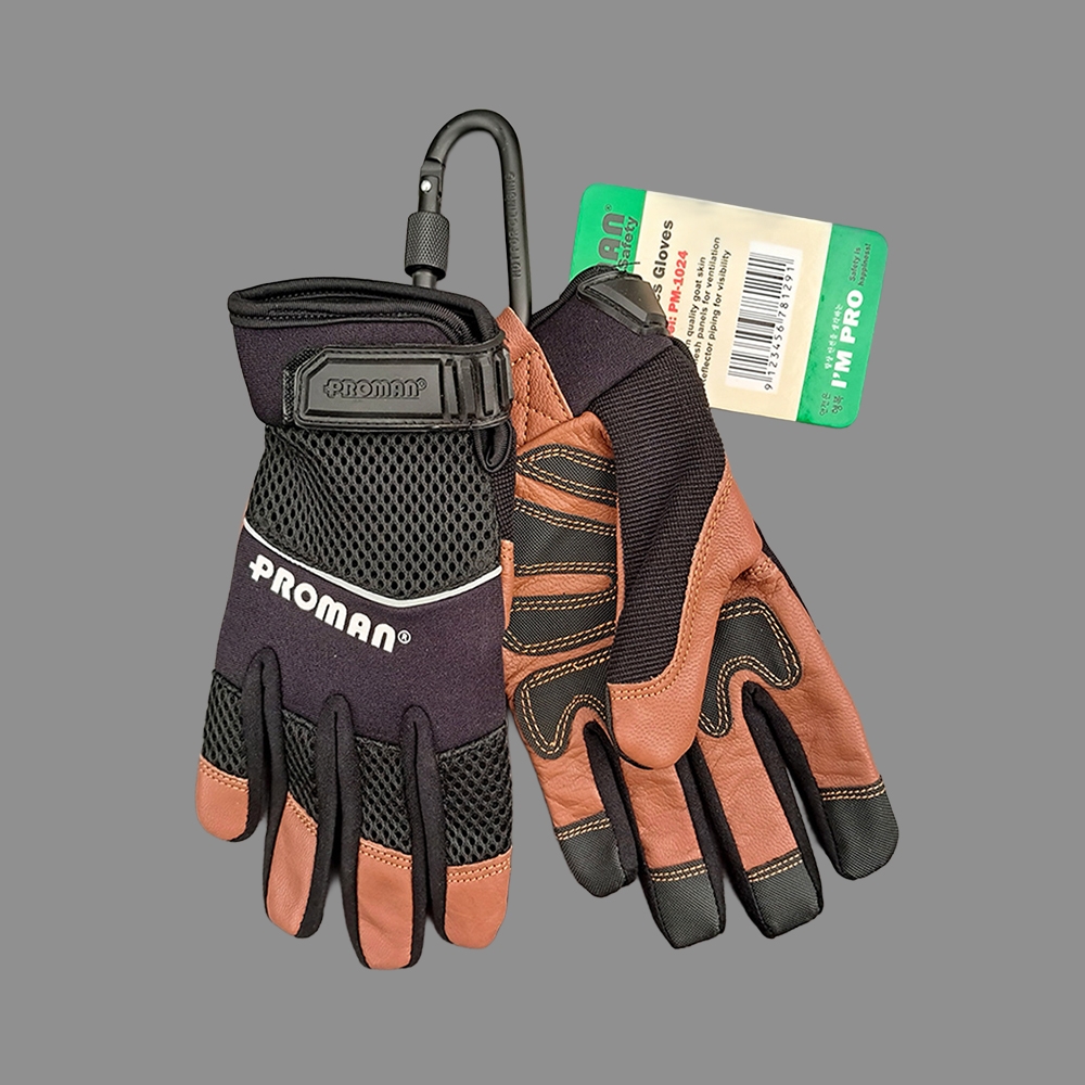 프로맨 메카닉 가죽장갑 PM-1024,염소가죽 안전용 산업용 작업용 등산 캠핑 바이크