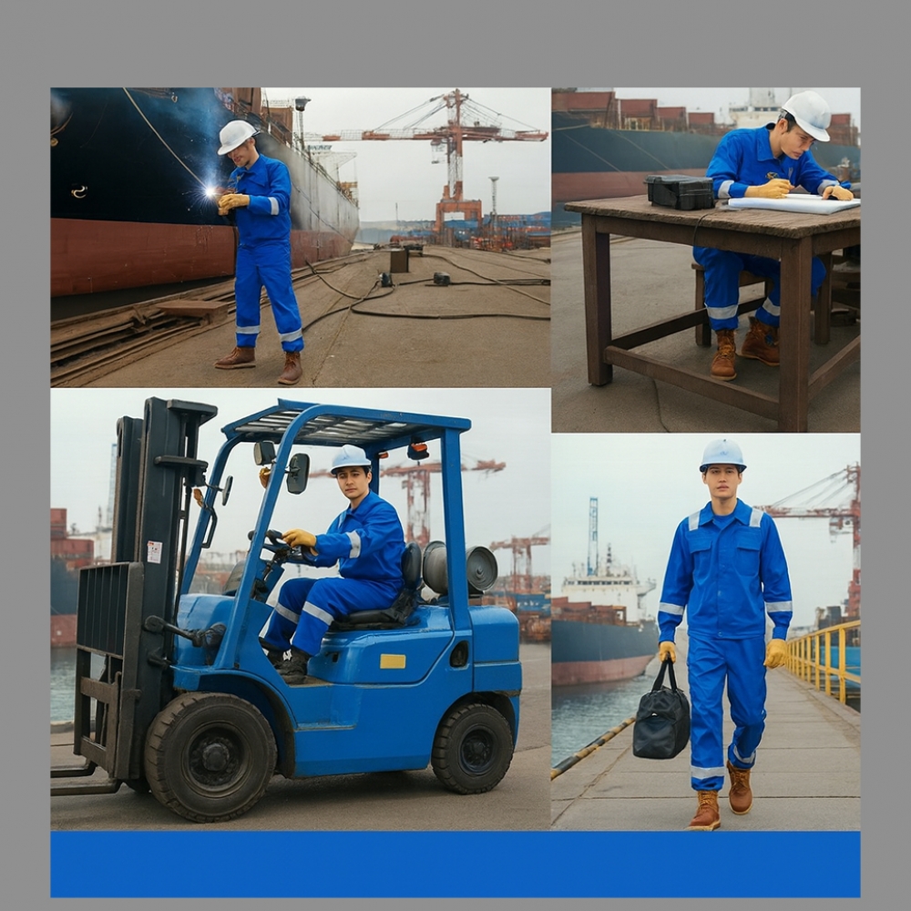 프로맨 작업복 PM-100FB,투피스 안전작업복 산업용 다목적용 봄.가을 겨울용 파랑