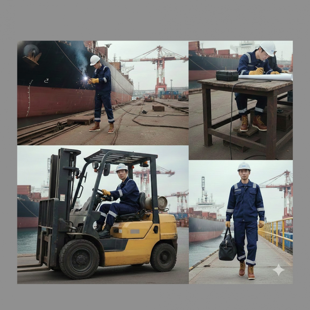 프로맨 작업복 PM-100FN,투피스 안전작업복 자켓,바지 산업용 다목적용 봄.가을 겨울용 곤색