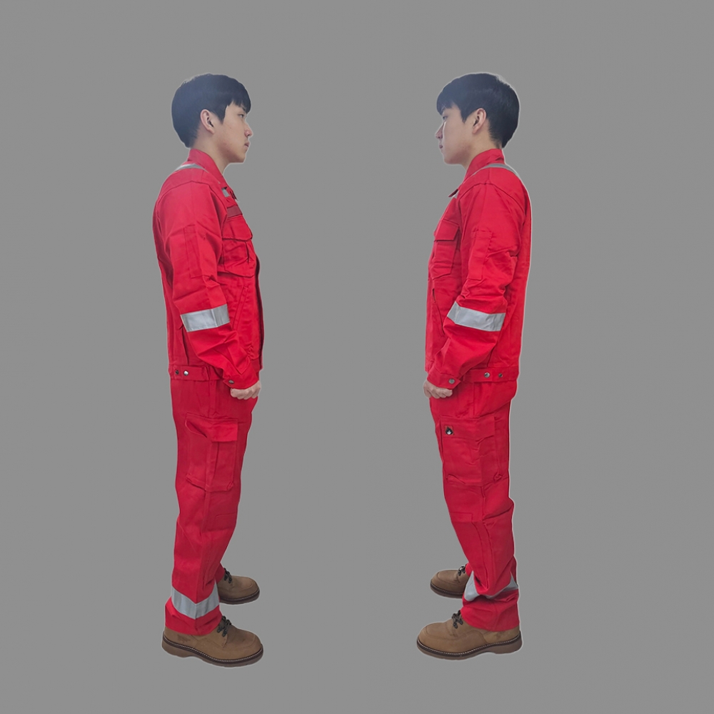 티엠에스 작업복 FRJW-071,투피스 안전작업복 산업용 다목적용 봄.가을 겨울용 빨강